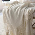 Colverro™ Cream White Wool Blanket, Warm and Cozy Year-Round