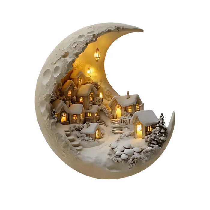 Colverro™ Crescent Moon Winter Village Night Light in Clear Acrylic