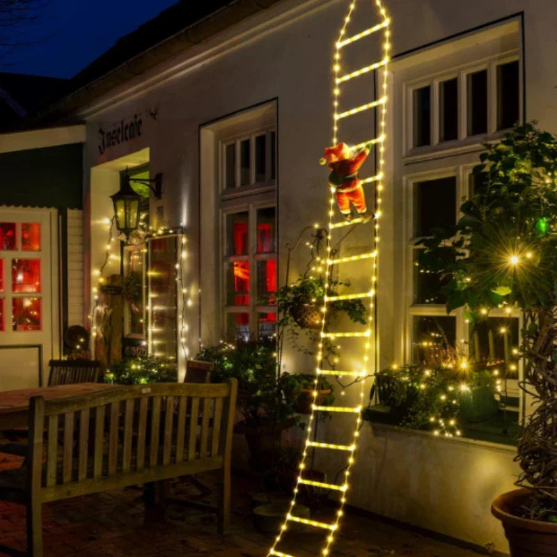 Colverro™ Climbing Santa on LED Ladder with 8 Modes and USB Power
