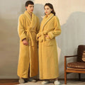 Colverro™ Flannel Fleece Bathrobe with Turn-Down Collar and Tie Belt