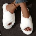 Colverro™ Women's Crossband Fuzzy Slippers with Non-Slip Sole
