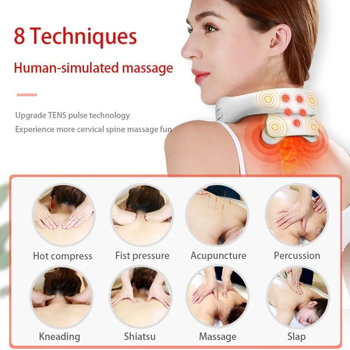 Colverro™ Cordless Heated Neck Massager with 8 Techniques