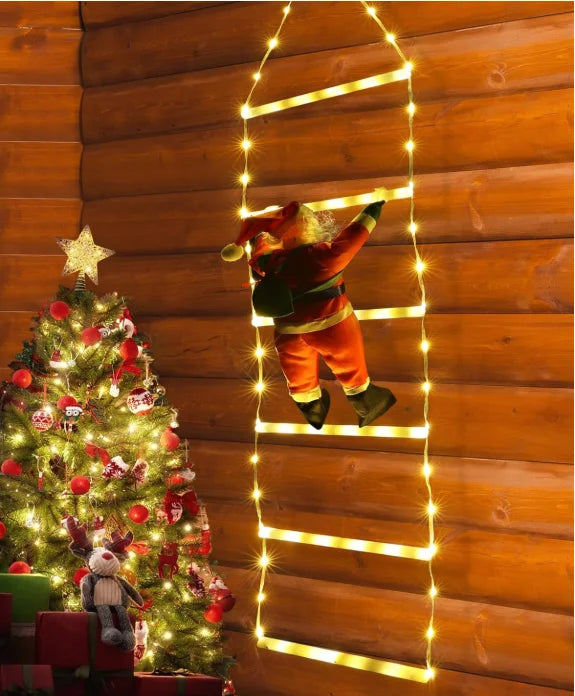 Colverro™ Climbing Santa on LED Ladder with 8 Modes and USB Power