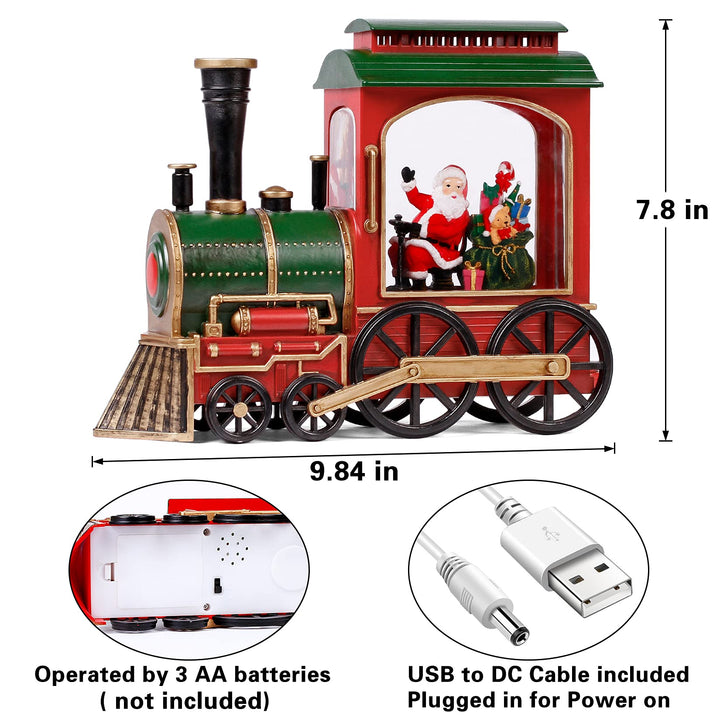 Colverro™ Santa Train Snow Globe Music Box with 8 Holiday Songs