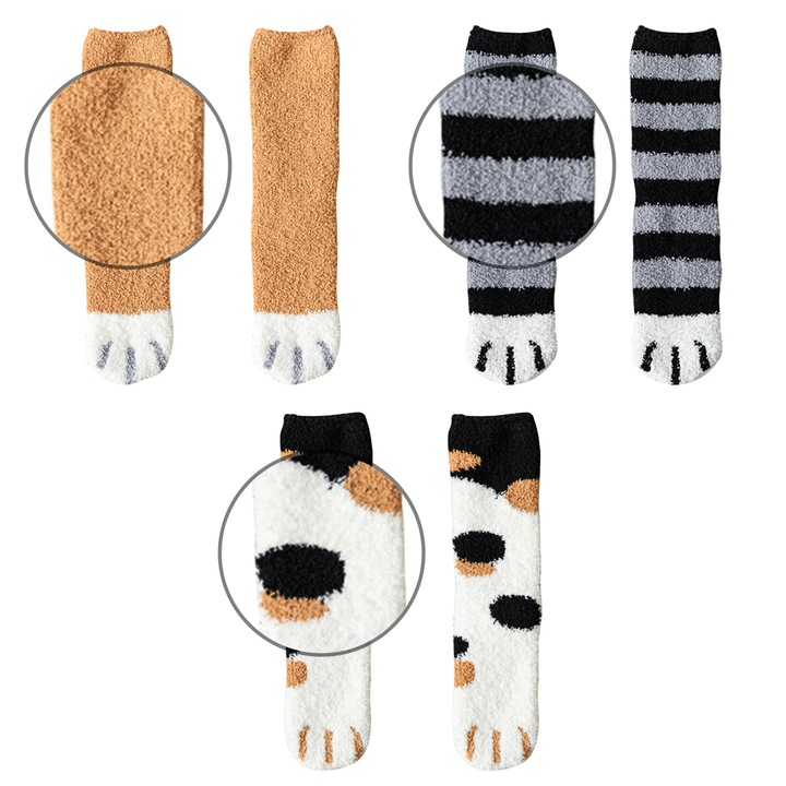 Colverro™ Cozy Cat Paw Socks in Soft Coral Fleece, One Size Fits Most