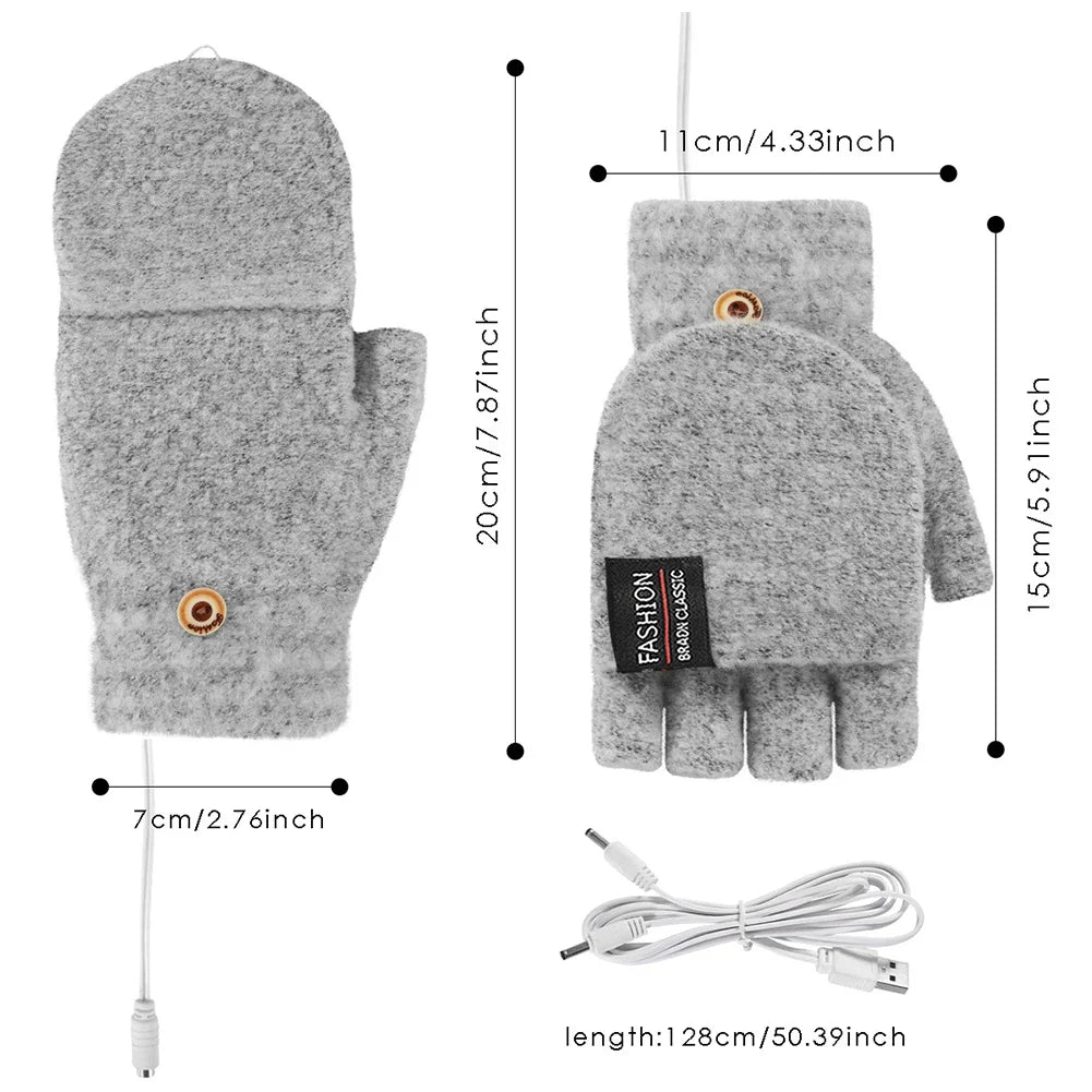 Colverro™ USB Rechargeable Knit Heated Gloves with 3 Heat Settings