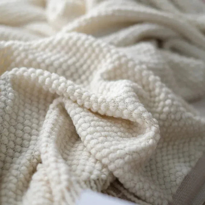 Colverro™ Cream White Wool Blanket, Warm and Cozy Year-Round