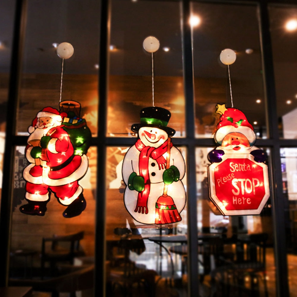Colverro™ Battery Christmas Window Hanging Light with Flashing Mode
