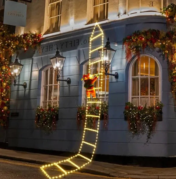 Colverro™ Climbing Santa on LED Ladder with 8 Modes and USB Power