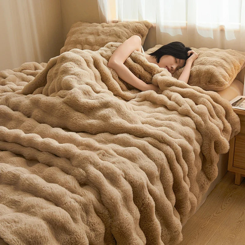Colverro™ Ultra-Soft Faux Fur Throw Blanket with Silky Plush Feel