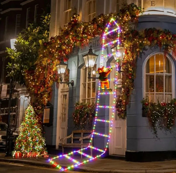 Colverro™ Climbing Santa on LED Ladder with 8 Modes and USB Power