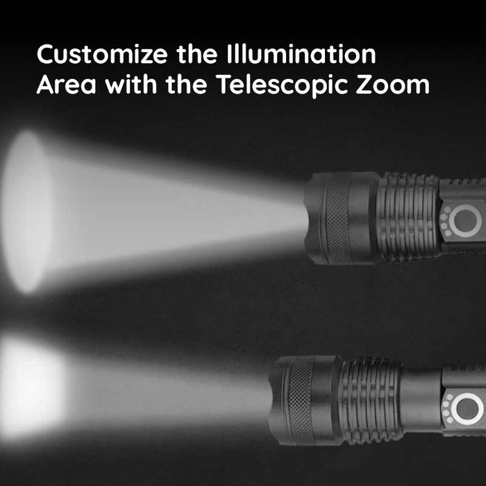 Colverro™ Rechargeable LED Flashlight with Zoom, Waterproof Aluminum Body