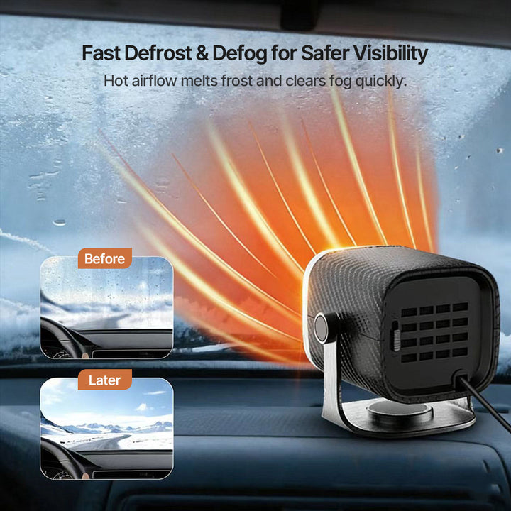 Colverro™ Portable 12V/24V Car Heater with 360° Swivel for Fast Defrost