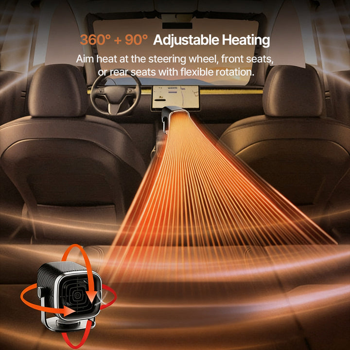 Colverro™ Portable 12V/24V Car Heater with 360° Swivel for Fast Defrost