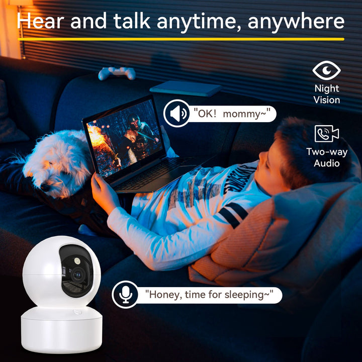 Colverro™ 2K Indoor Security Camera with Pan-Tilt Motion Tracking
