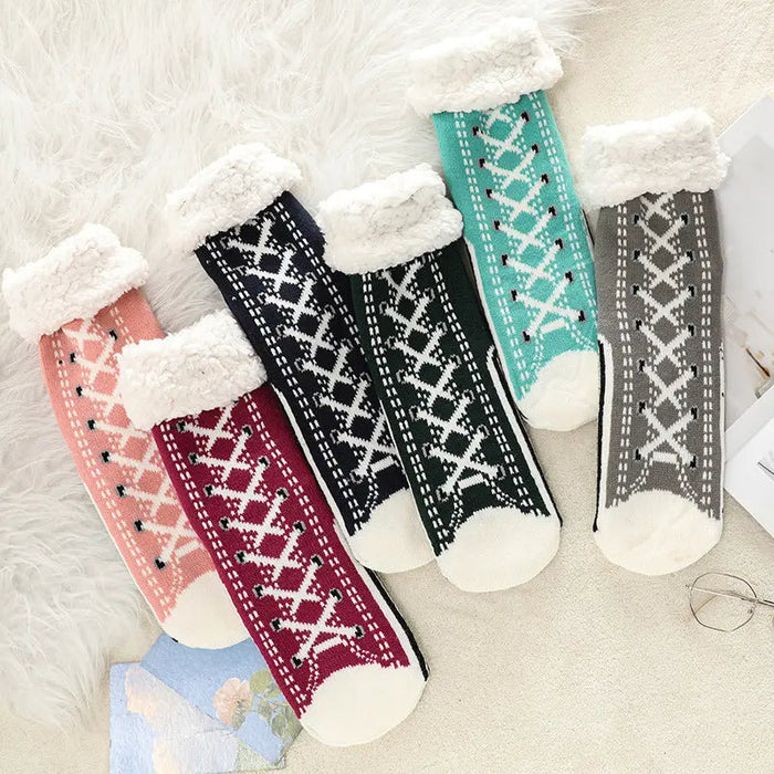 Colverro™ Ultra-Warm Thick Jacquard House Socks with Non-Slip Sole