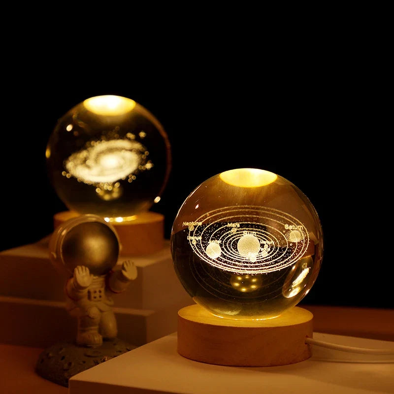 Colverro™ Crystal Ball Night Light Projector with Music and Wood Base