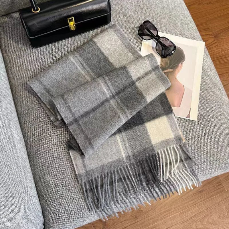 Colverro™ Plaid 100% Wool Scarf for Women – Oversized and Windproof