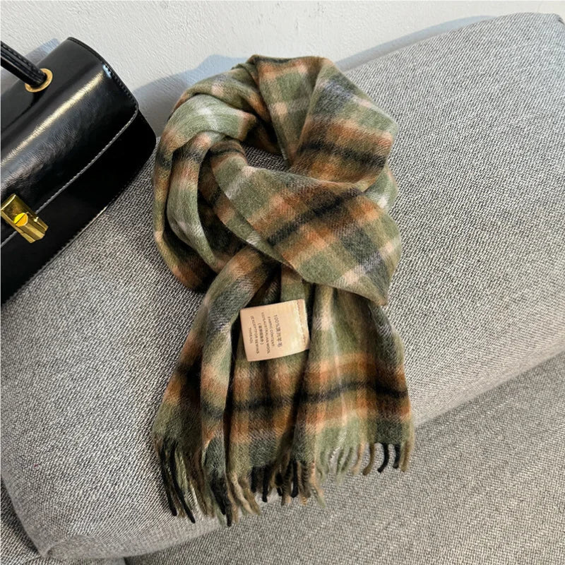 Colverro™ Plaid 100% Wool Scarf for Women – Oversized and Windproof