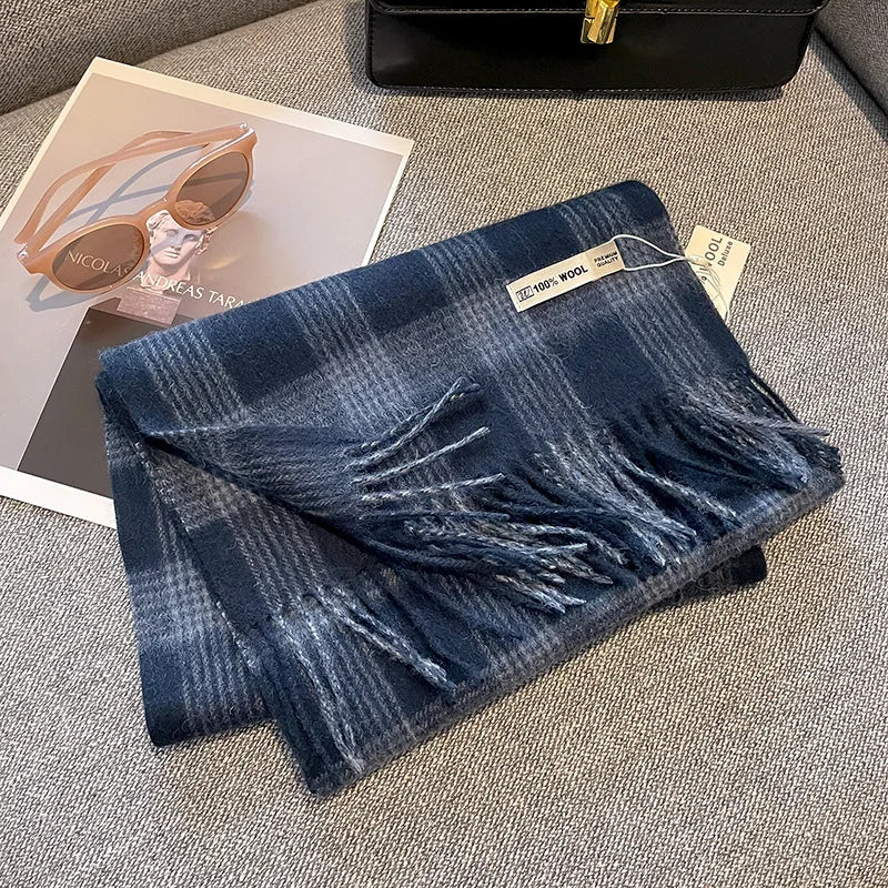 Colverro™ Plaid 100% Wool Scarf for Women – Oversized and Windproof