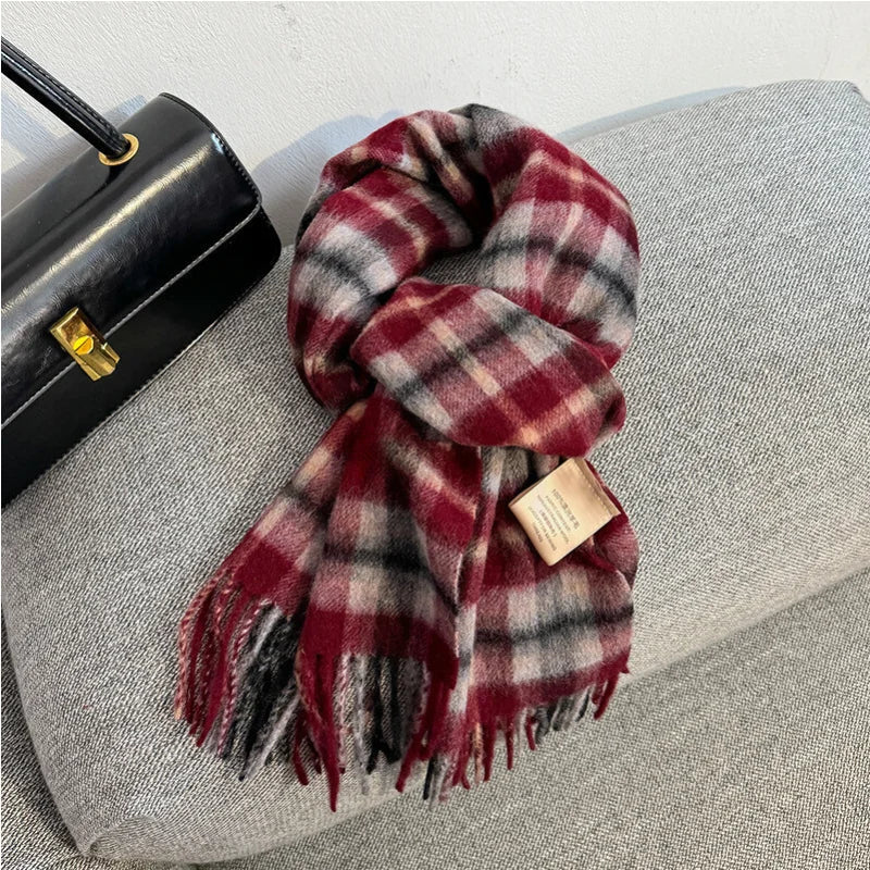 Colverro™ Plaid 100% Wool Scarf for Women – Oversized and Windproof