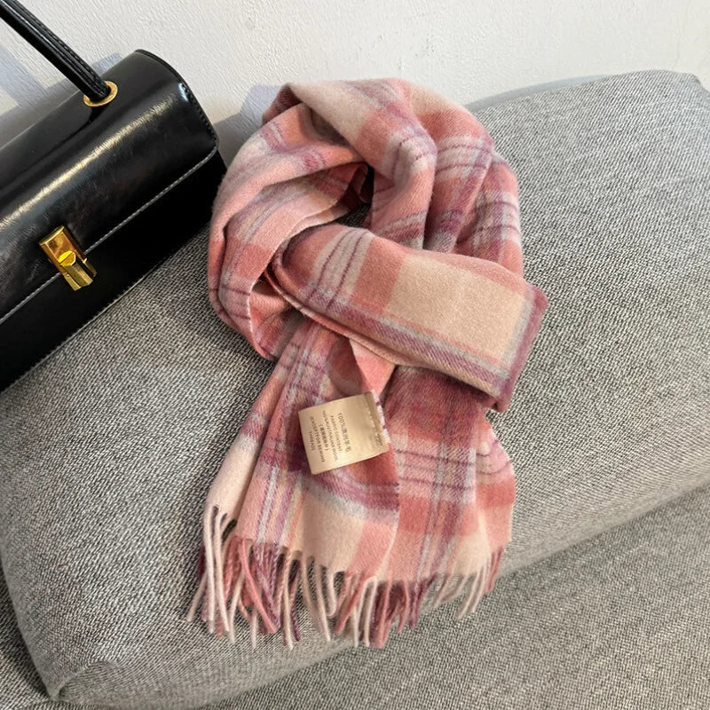 Colverro™ Plaid 100% Wool Scarf for Women – Oversized and Windproof