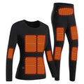 Black heated thermal underwear set with USB cable