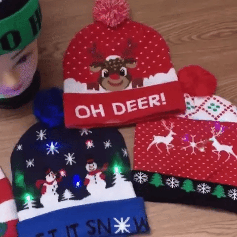 Colverro™ Light-Up LED Knit Christmas Beanie for Kids &amp; Adults