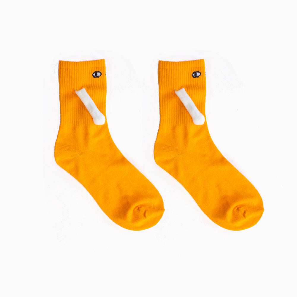 Couple socks with magnetic hands holding