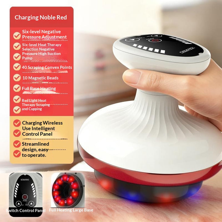Handheld gua sha cupping massager with glowing heated base