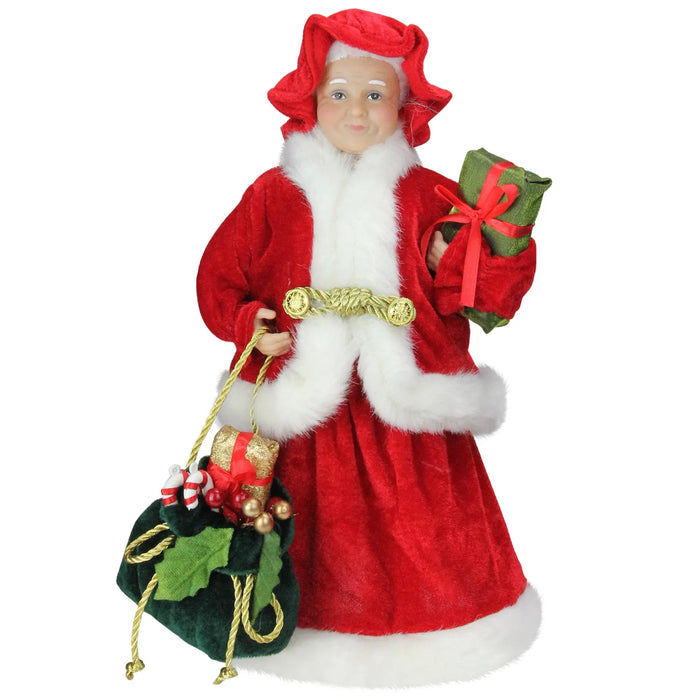 Colverro 12 in Mrs Claus Christmas Figure with Gift Bag