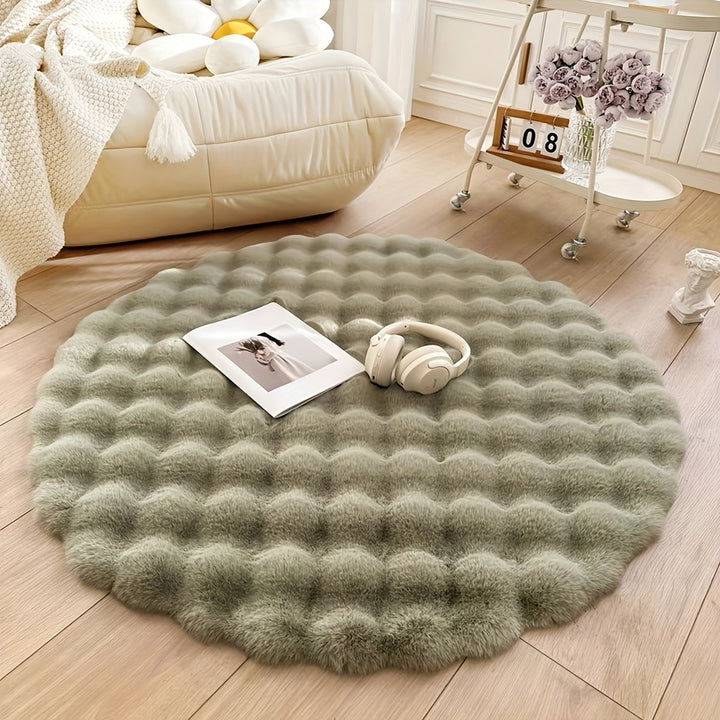 Colverro™ Round Fluffy Bubble Rug in Dense, Soft Fleece for Cozy Rooms