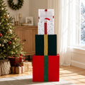 Stacked lighted Christmas gift boxes