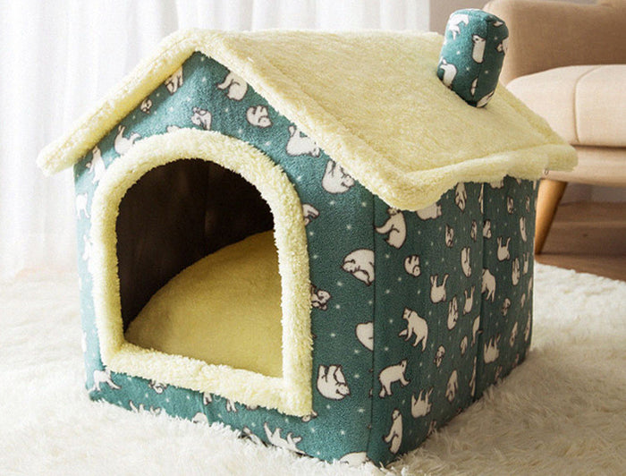Colverro Foldable Plush Pet House with Removable Cushion