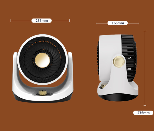 White round desktop fan heater with tilting head