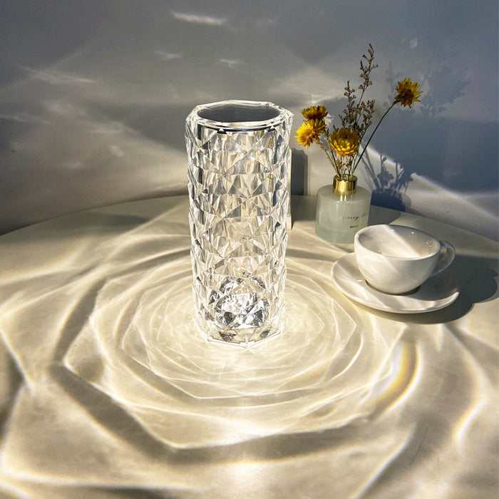 Colverro Crystal Rose Touch Lamp with Rose Shadow Projection
