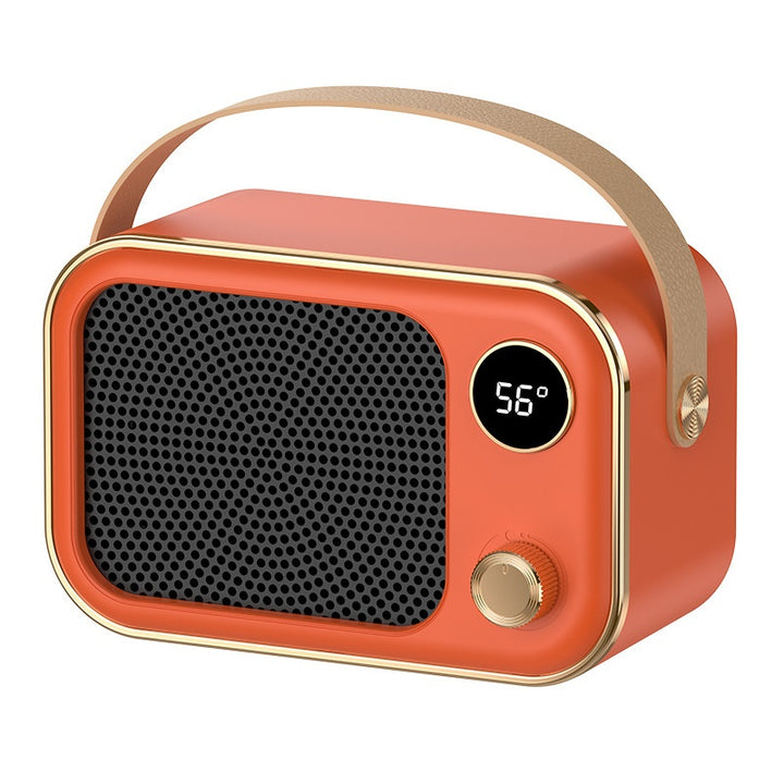 Retro radio-style space heater on desk