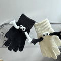 Couple gloves with magnetic hands linked