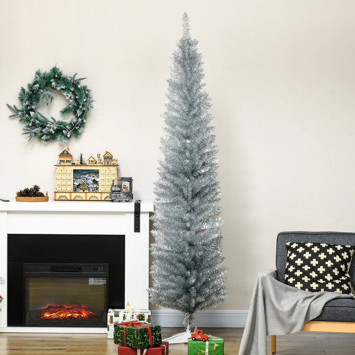 Colverro 7 ft Silver Pencil Christmas Tree with 499 Tips