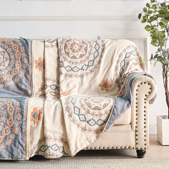 Colverro™ Cotton Mandala Throw Blanket with a Boho Pattern for Couch &amp; Bed