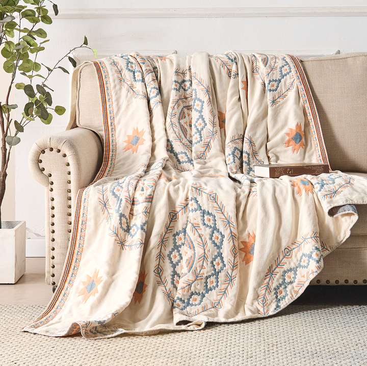 Colverro™ Cotton Mandala Throw Blanket with a Boho Pattern for Couch &amp; Bed