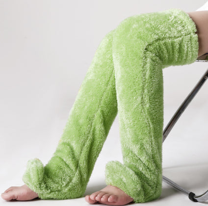 Fuzzy lilac over-the-knee plush socks