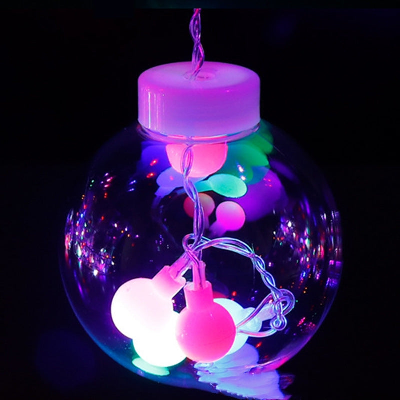 LED globe curtain lights in window