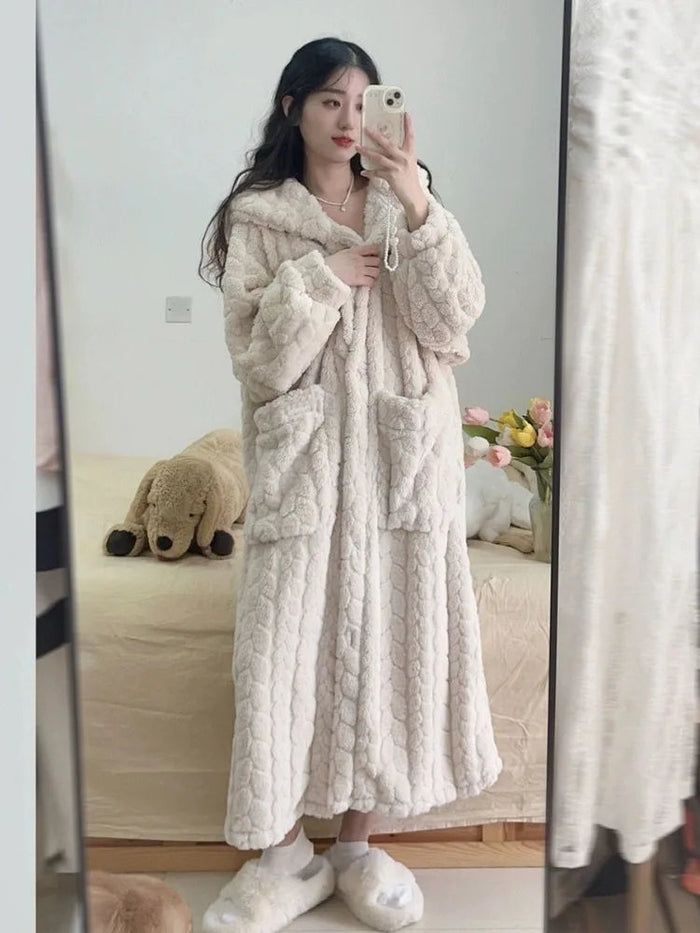 Colverro™ Long Hooded Bathrobe for Women with Pockets – Soft and Cozy