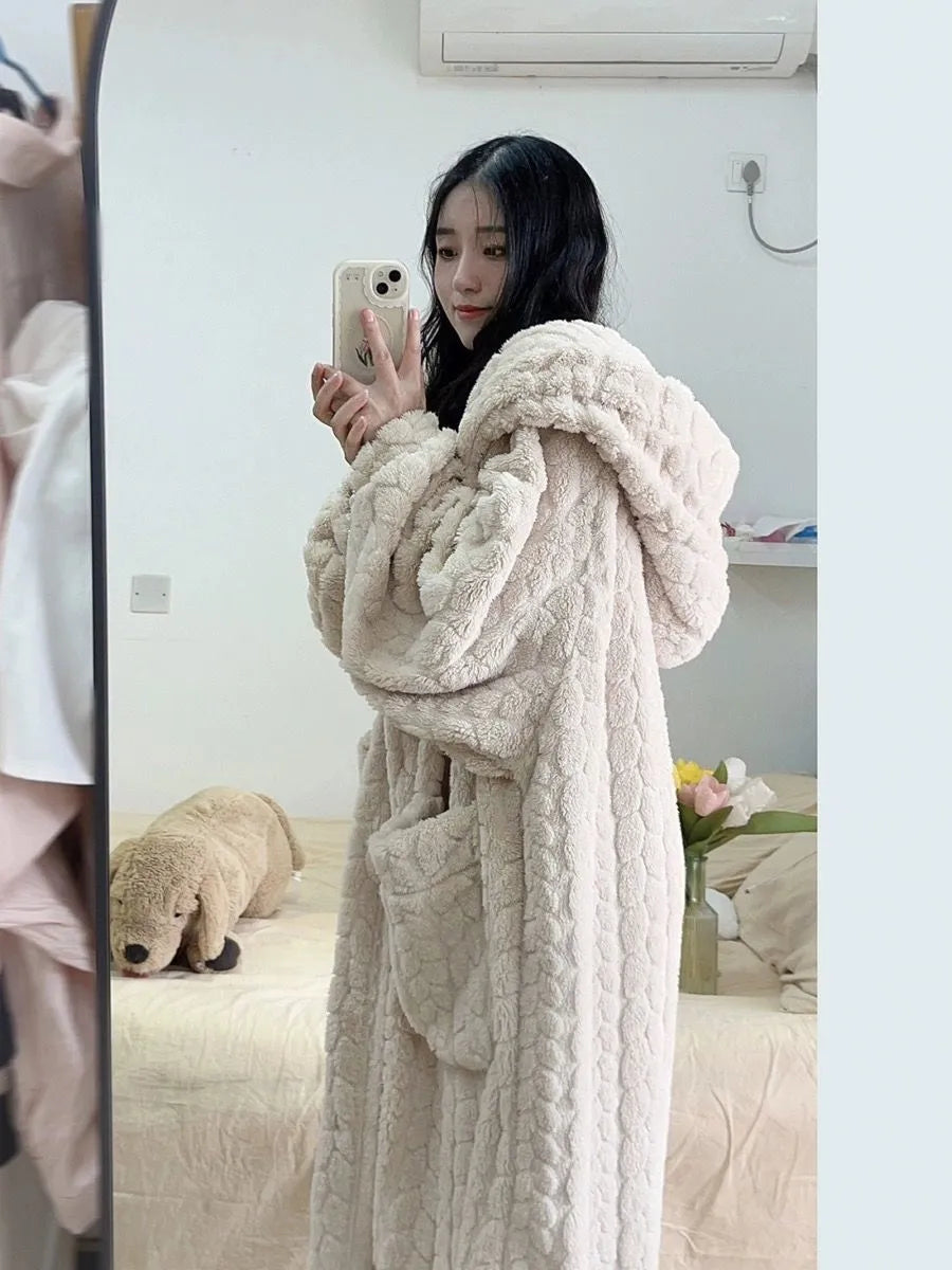 Colverro™ Long Hooded Bathrobe for Women with Pockets – Soft and Cozy