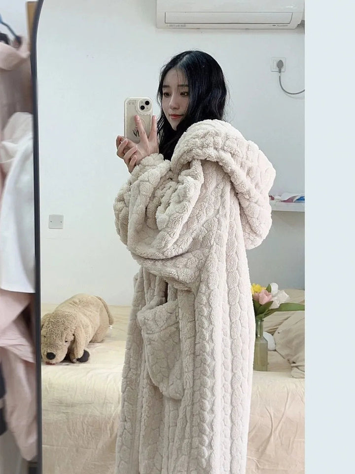 Colverro™ Long Hooded Bathrobe for Women with Pockets – Soft and Cozy