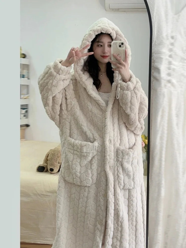 Colverro™ Long Hooded Bathrobe for Women with Pockets – Soft and Cozy