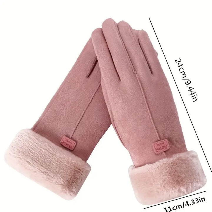 Colverro™ Velvet-Lined Suede Winter Gloves with Plush Cuff