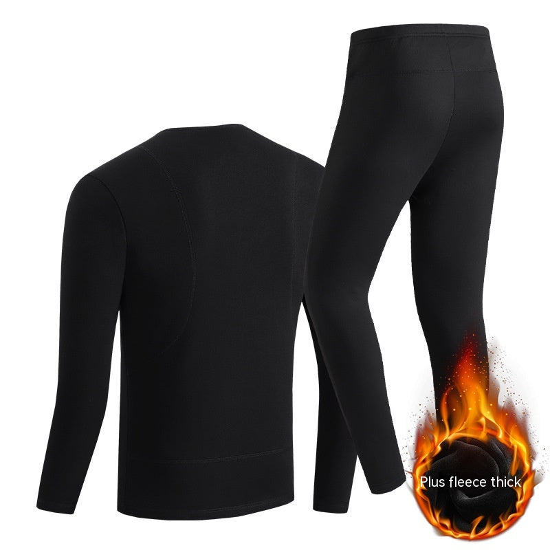 Black heated thermal underwear set with USB cable