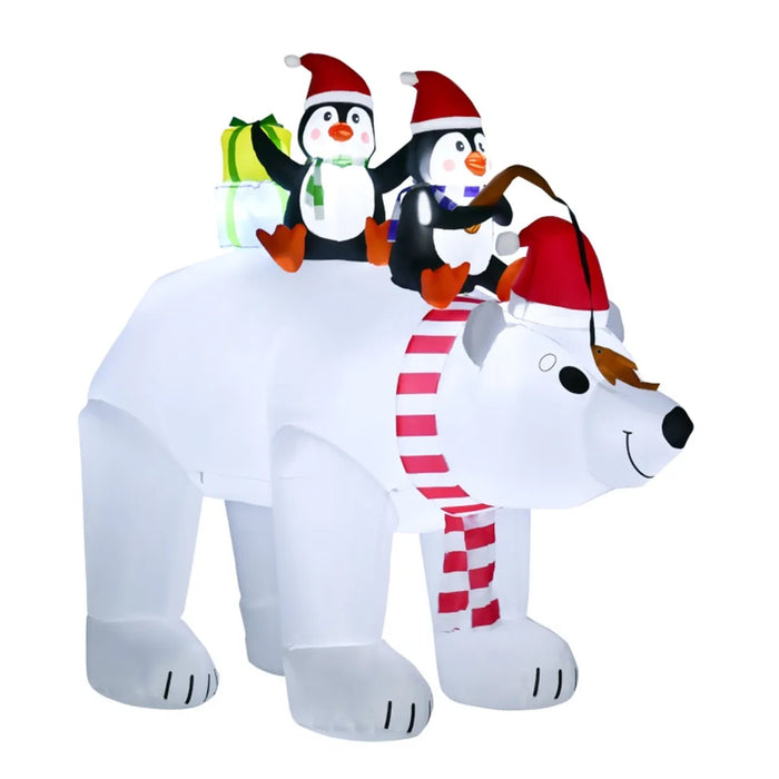 Colverro Inflatable Polar Bear with Two Penguins Yard Display